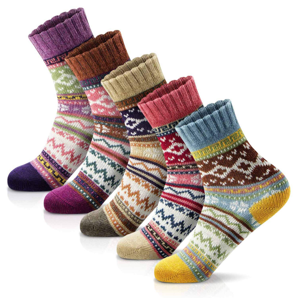 FYC Women Socks Winter - Gifts for Women - Warm Thick Soft Wool Socks Christmas Gifts Socks Cozy Crew Socks multicolor One Size