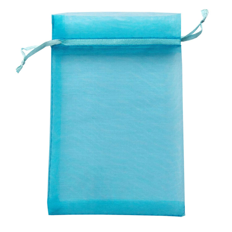 Lot De 100 Sacs Cadeaux En Organza Bleu Aqua Avec Cordon De Serrage, 10 X 15 Cm, Pour F Te Pr Natale, Anniversaire, Lavande S Ch E-image