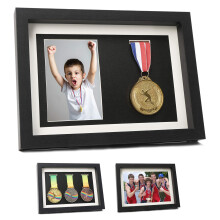 Medal Display Shadow Box - 3 Medal Display case - Perfect Medal Display for Runners Marathon Race Winner Soccer Football Gymnastics & All Sports