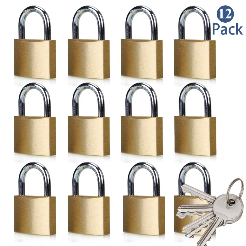 Abrafox Solid Brass Same Keyed Padlock Keyed Alike Locks 1-9/16 Inch 40Mm-12Pack 190835423454