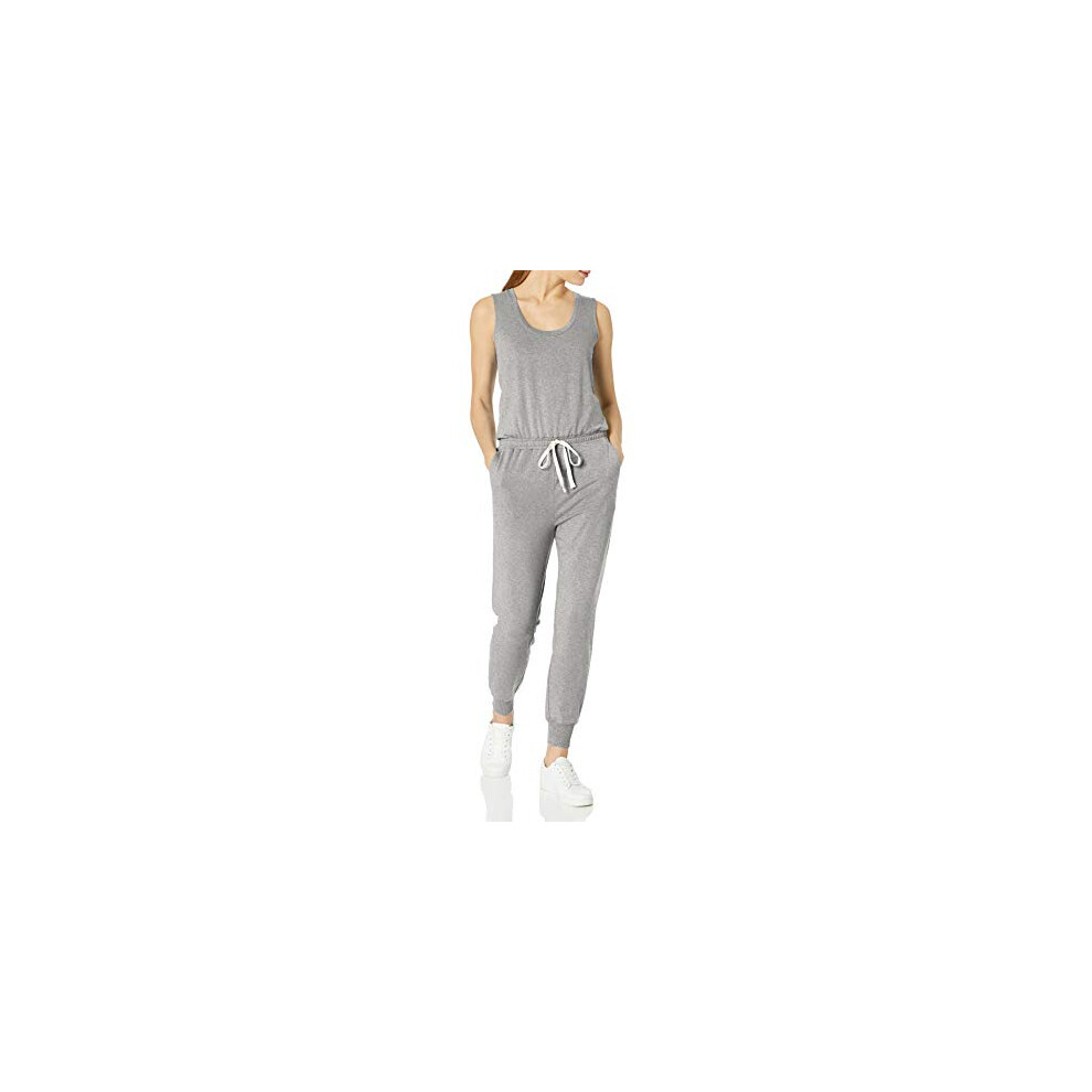 Amazon Essentials Womens Studio Terry Fleece Jumpsuit Available in Plus Size  Light grey Heather  Small