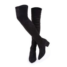 N.N.G Women Over the Knee Boots Block Suede Thigh High Low Black Size 8 Winter Flat Chunky OTK Long Comfort Black 2 Inch numeric_8