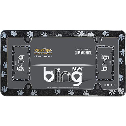 Cornice per targa Cruiser Accessories Paws Bling, nera/cromata 2
