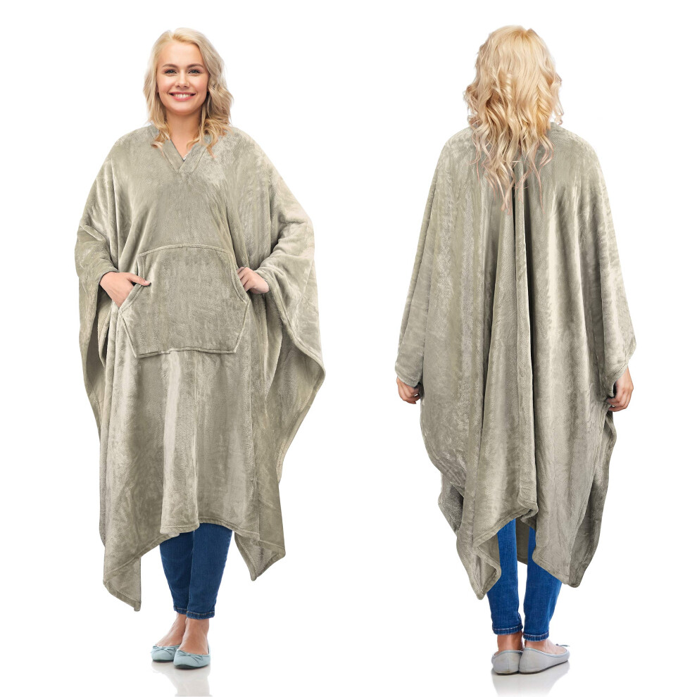 Poncho polaire Catalonia pour femme et homme, couverture de voyage avec poche | Cadeau chaud, doux et confortable pour elle, sans manches