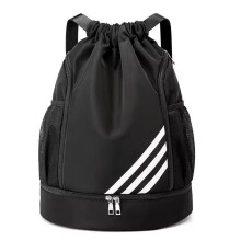 (black) Sports Drawstring Strap Pocket Backpack Large Capacity Sports Football Basketball Bag Drawstring Closure Design