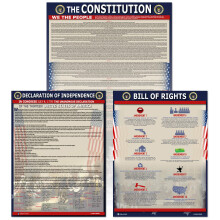 Amerikanische Grndungsdokumente, GRO, laminiert, 3er-Pack: US-Verfassung mit allen nderungen, Unabhngigkeitserklrung und Bill of Rights (18 x 29