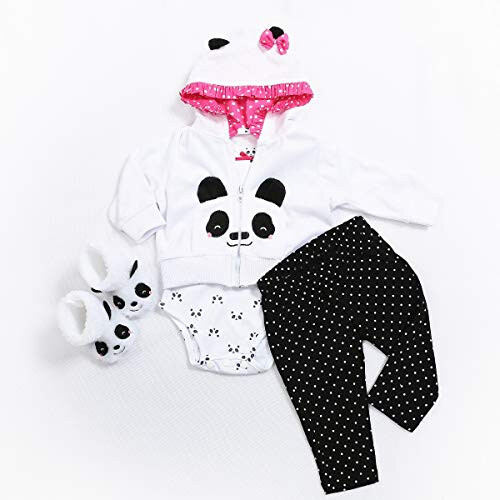 Reborn Baby Girl Dolls Roupas de 18 polegadas Roupa de panda para pre   os de 17-19 polegadas Reborna Boneca rec   m-nascida, menina combinando roupa 2