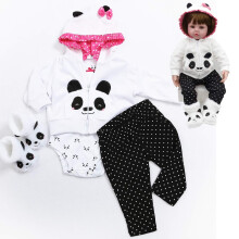 Reborn Baby Girl Dolls Roupas de 18 polegadas Roupa de panda para pre   os de 17-19 polegadas Reborna Boneca rec   m-nascida, menina combinando roupa