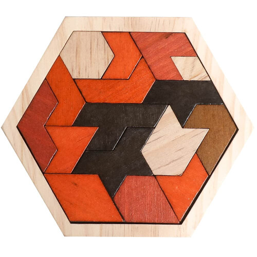 Skrtuan Ξύλινο Παζλ Έξαθλο Tangram για Παιδιά Ενήλικες Προκλήσεις