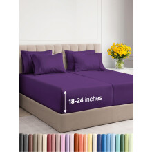 Extra Deep Split King Sheet Set - 7 Piece Breathable and Cooling Sheets - Hotel Luxury Bed Sheets Set - Easy Fit - Soft Wrinkle Free and Comfy S