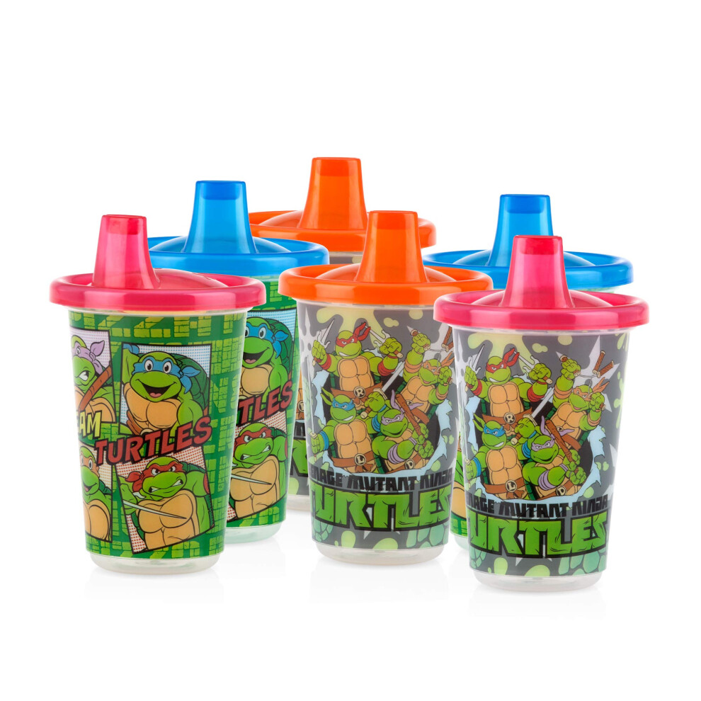 Nuby 6 Pack Wash or Toss Reusable Cups & Lids with Spout  Nickelodeon Teenage Mutant Ninja Turtles  10 Oz
