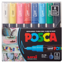 POSCA 8-värinen maalimerkkisetti PC-1M Extra Fine