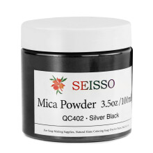 SEISSO Mica Poeder - 3,5 oz / 100 g Zilver Zwart Natuurlijk Epoxyhars Kleurstof Kleur Pigment Poeder voor Zeep Maken Slijm Nagelverf Badbom Kleurstof