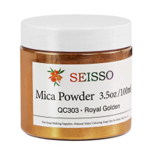 SEISSO Mica Poeder - 3,5 oz/100 g Royal Golden Natuurlijke Epoxyhars Kleurstof Kleur Pigment Poeder voor Zeep Maken Slijm Nagelverf Badbom Kleurstof