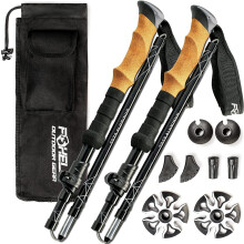 Foxelli Folding Trekking Poles - 2-pc Ultra Compact Hiking Poles for Men & Women  Lightweight Strong Aluminum 7075 Collapsible Foldable Walking Sticks
