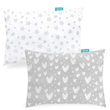 Baby Toddler Pillowcase 2 Pack 100% Jersey cotton Ultra Soft Baby Kids Pillowcase for Sleeping Fit Pillow Sized 13x 18 or 14x19 gray Envelope Style