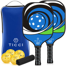 T TICCI Pickleball Paddles Set 2, USAPA Godkända Fiberglass Paddlar med 4 Bollar, Lätta Racketar för Vuxna & Barn