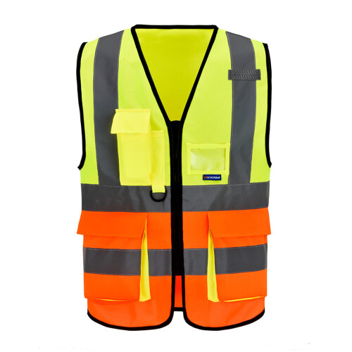 A-SAFETY πορτοκαλί και κίτρινη γιλέκο εργάτη
