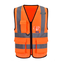 A-SAFETY Orange High Visibility Skerhetsvst Reflekterande 3M Multifickor Arbetsvst Arbetsuniform Dragkedja Fram ANSI/ISEA Standards 7 fickor K