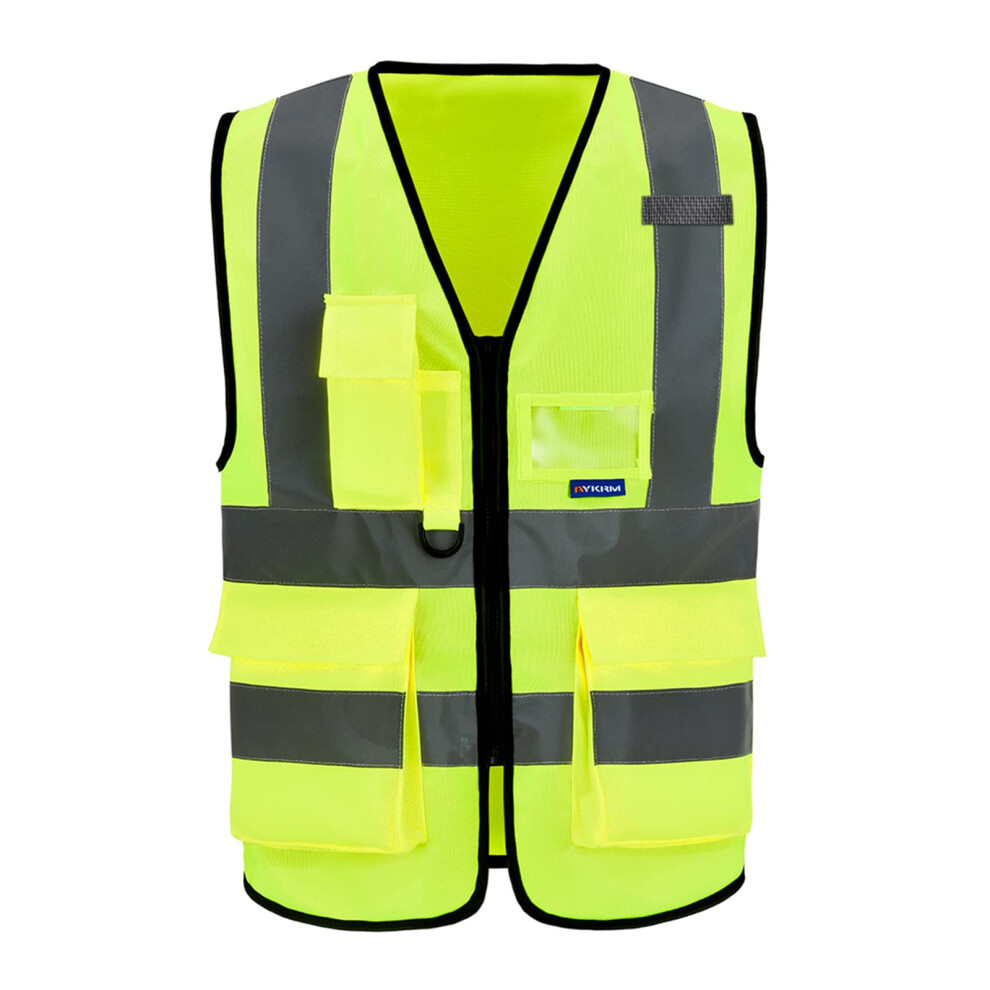 A-Safety Hi Viz Reflective Safety Vest For Men Yellow 6085229899066