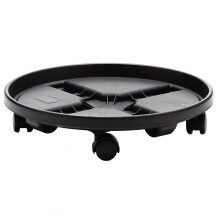 Bloem Round Planter Caddy avec roues: 16 """" - Black - Dolly Dolly a 360 degres en plastique durable Mouvement de roue pour le jardinage interieur