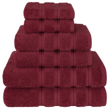 Conjunto de Toalhas de Banho de Luxo American Soft Linen 6 Peças, Vermelho Bordeaux