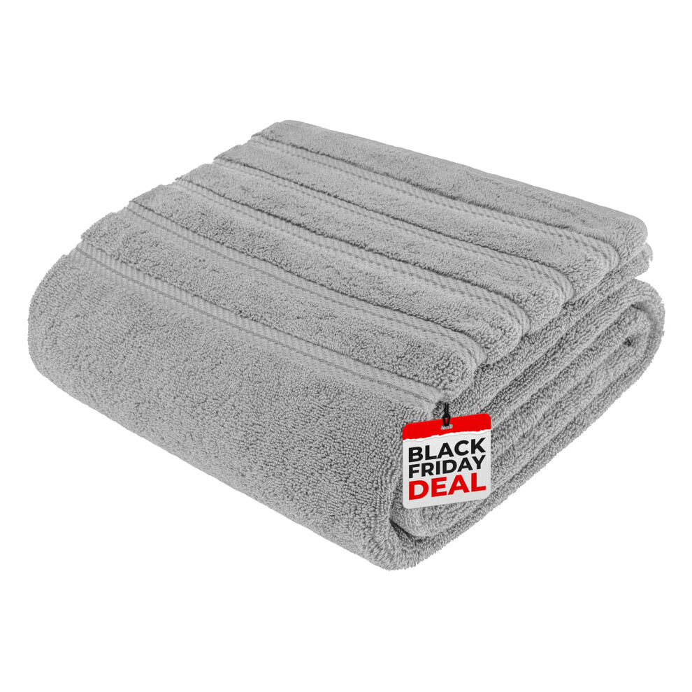 Serviettes de bain American Soft Linen Jumbo, 100 % coton turc, 35 po x 70 po, gris clair