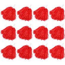 Faxco 12Pack Plastic Pom Poms cheerleading Pom Poms Sports Dance cheer Plastic Pom Pom for Rooters cheering Squard cheering Team (red)