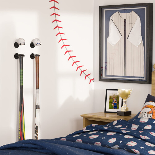 Support mural pour batte de baseball, lot de 4, noir 1