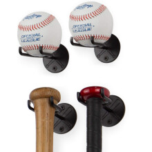 Soporte de exhibici?n de b?isbol deportivo Wallniture para bate de b?isbol, almacenamiento de pelotas para pared, juego de 4, color negro