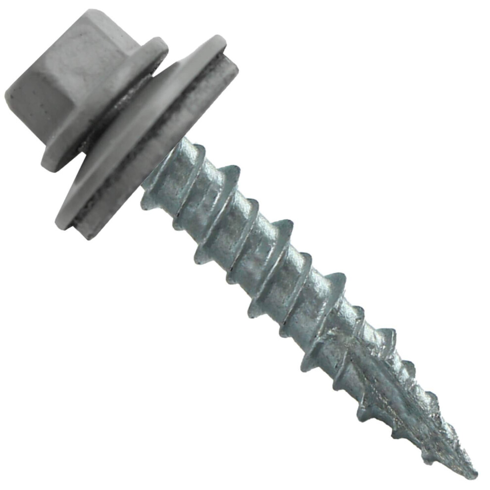 Metal Roofing Screws: 25010 X 1 Slate Hex Head Sheet Metal Roof Screw. Self Starting Metal To Wood Siding Screws. Epdm Washer. Colored Head 840129201915