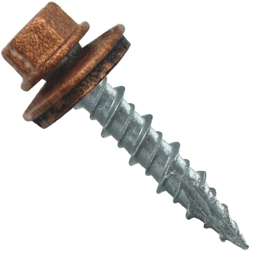 Metal Roofing Screws: 250 10 X 1 Copper Hex Head Sheet Metal Roof Screw. Self Starting Metal To Wood Siding Screws. Epdm Washer. Colored Head 840129201410