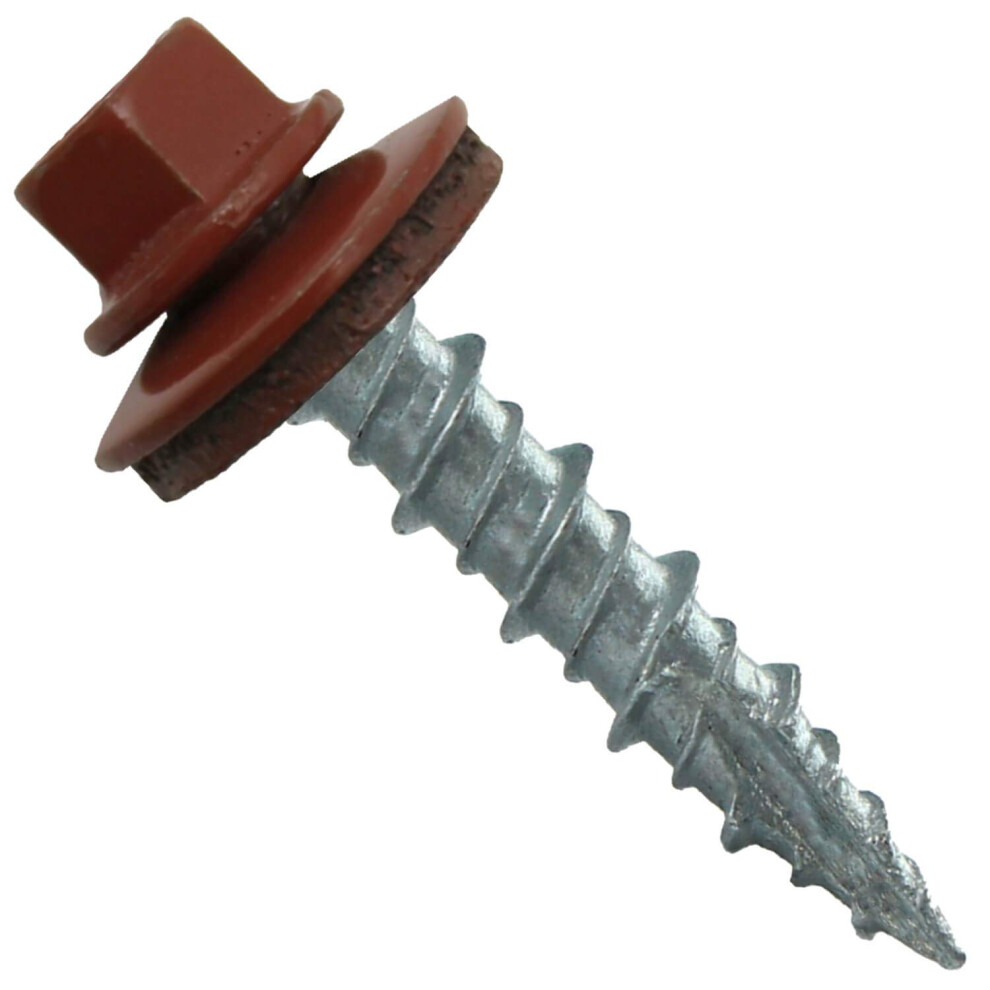 Metal Roofing Screws: 250 10 X 1 Red Hex Head Sheet Metal Roof Screw. Self Starting Metal To Wood Siding Screws. Epdm Washer. Colored Head 840129201854
