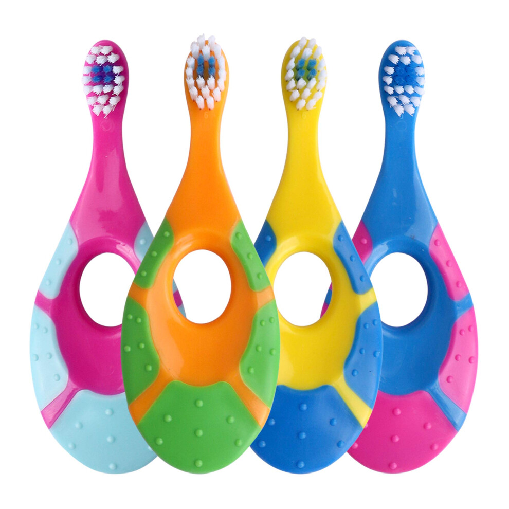 Baby Toothbrush For Infants & Toddlers 0-2 Years Old 4 Pack Extra Soft Bristle For Baby Gums | Bpa-Free Easy-Grip Finger & Teething Handle Ecovona