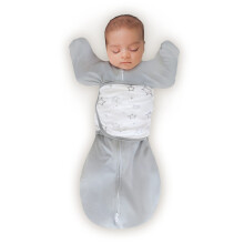 Erstaunlicher Baby-Omni-bergangs-Wickel-Schlafsack mit Wickel- und Arm-Up-rmeln und Fustlingsmanschetten, graue Sterne, klein, 03 Monate