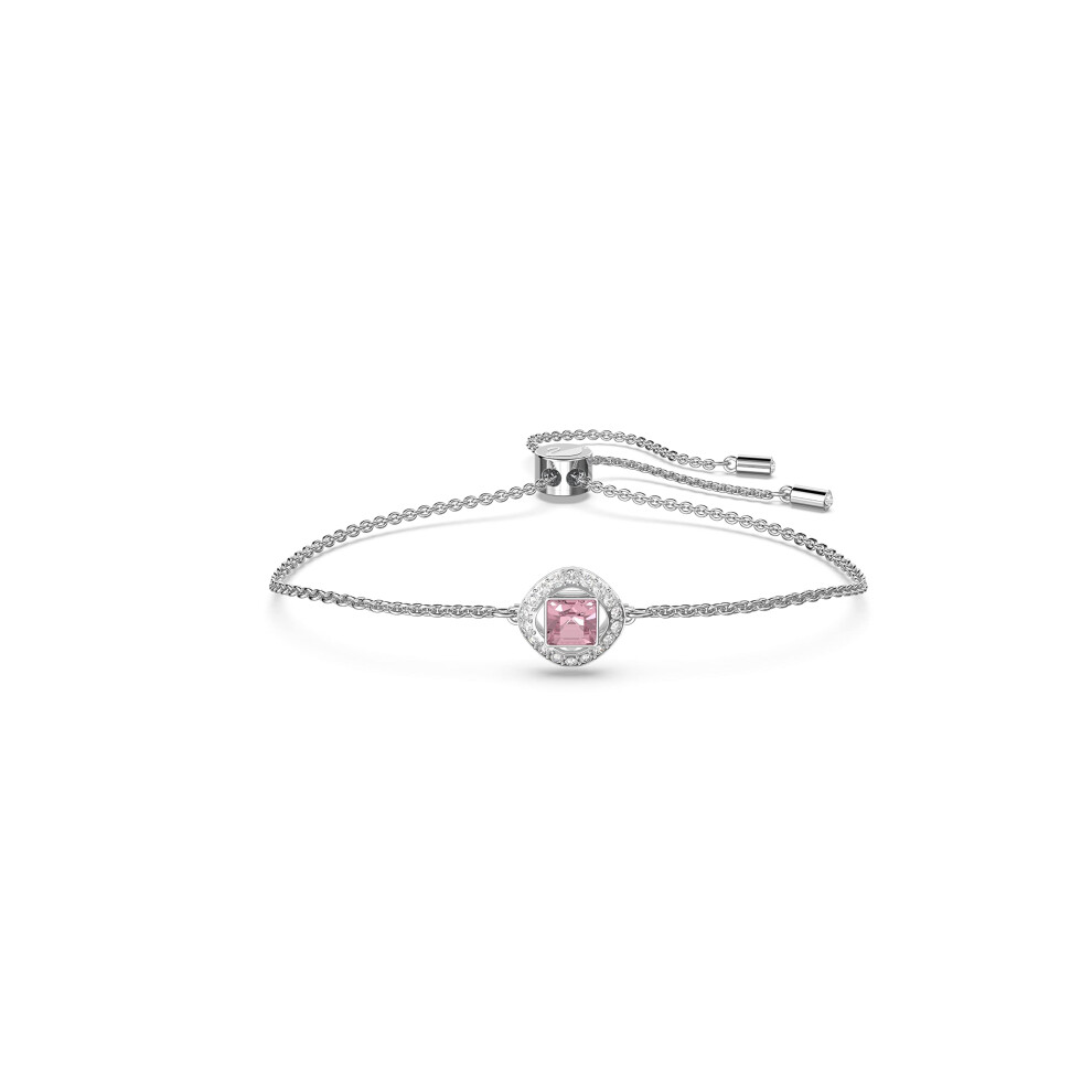 Swarovski Angelic Square Bracelet  with Pink and White crystals  Rhodium Plated chain and Bolo Style Adjustable closure  an Amazon Exclusive