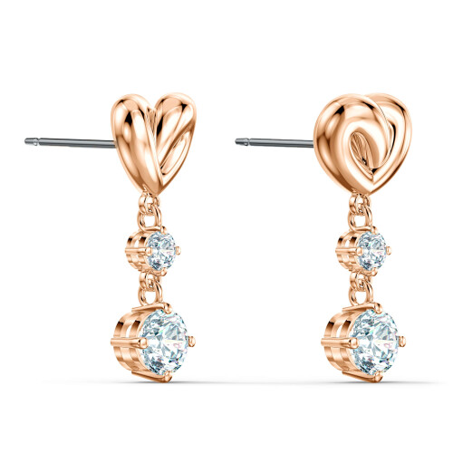 Swarovski Swarovski Σκουλαρίκια Καρδιάς με Ροζ Χρυσό για Γυναίκες, Σετ με Κρυστάλλους 1