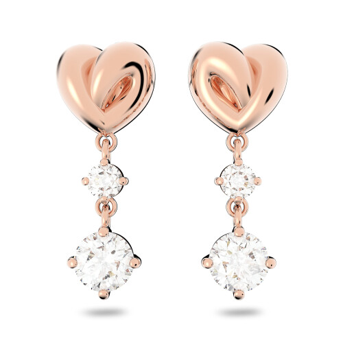 Swarovski Swarovski Σκουλαρίκια Καρδιάς με Ροζ Χρυσό για Γυναίκες, Σετ με Κρυστάλλους