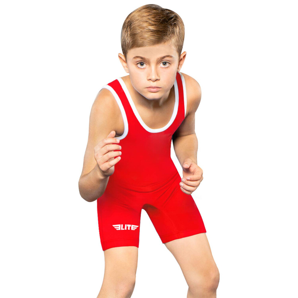 Elite Sports Kinder-Ringertrikot F R Jugendliche, Standard-Ringertrikots F R Jungen, Rot, Gr E M-image