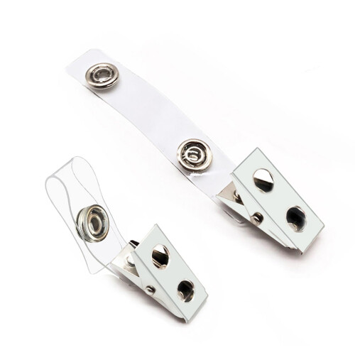 50Pcs Premium Metal Badge Clips with Clear PVC Straps for ID Cards ...