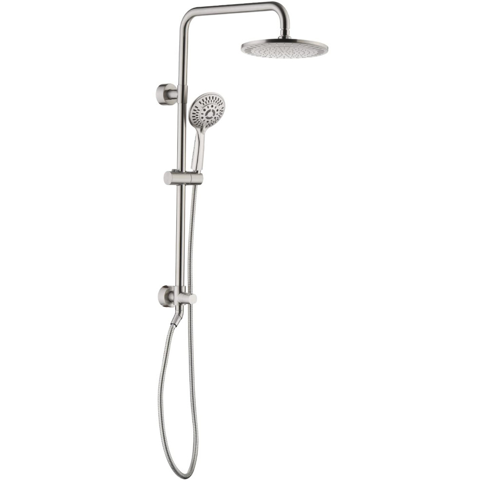 BRIGHT SHOWERS Rain Shower heads system including rainfall shower head and handheld shower head with height adjustable holder  solid brass rail 60 inc