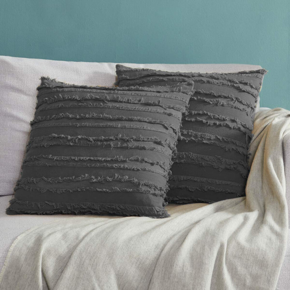 Gigizaza Decoratieve Kussenhoezen 22X22 Grijze Vierkante Bank Kussenhoezen Katoenen Bank Boho Kussen Kussens-image