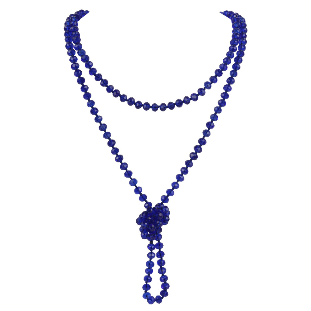 Firstmeet Modische Halskette Mit Glasperlen Und Seilknoten, Lange Perlenkette, Vielseitiger 60-Zoll-Strang, Modeschmuck F R Damen Und Herren (XL--image