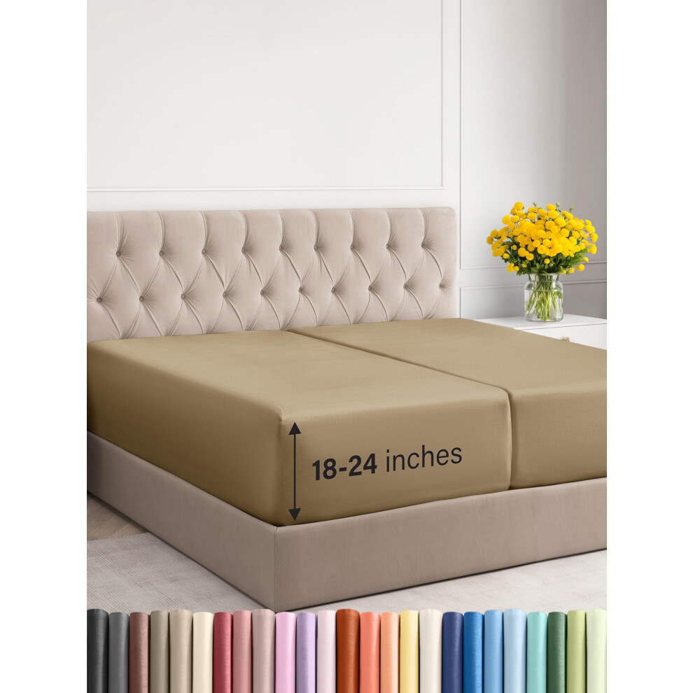 Drap-housse extra profond pour lit king size - Drap-housse simple de luxe pour h   tel uniquement - S'adapte facilement aux matelas de 45     61 cm -