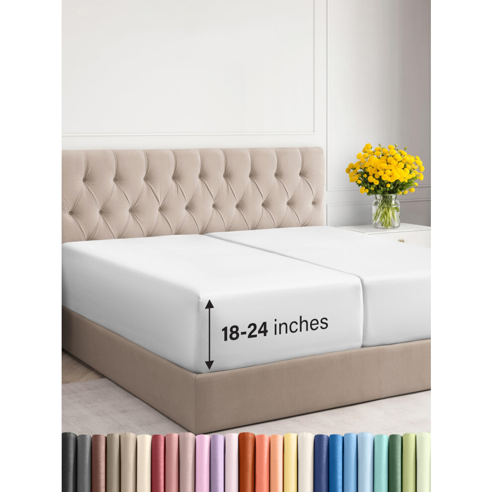 Drap-housse extra profond CGK Unlimited pour lit king size - Drap-housse simple de luxe pour h   tel - S'adapte facilement aux matelas de 45     61 c