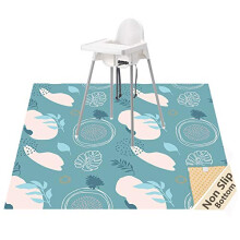 Splat Mat for Under High Chair/Arts/Crafts WOMUMON Washable Spill Mat Waterproof Anti-Slip Floor Protector Splash Mat Messy Mat and Table Cloth Leav