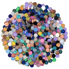Tongcloud 500 pcs Round Flatback Resin Cabochon Faux Druzy Cabochons Round Flat Back Dome Cabochons for Jewelry Making  DIY Craft (20 Mutlicolor  8mm)