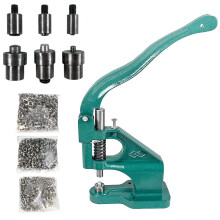 QWORK - Kit de poin onnage illets robuste avec presse manuelle et 3 matrices et 1 500 illets argent s