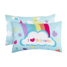 Everyday Kids 2-Pack standardst?rrelse pudebetr?k passer til puder 20 x 26 -100 % bl?d ?ndbar mikrofiber - perfekt til sm?b?rn Lille pige tvillin