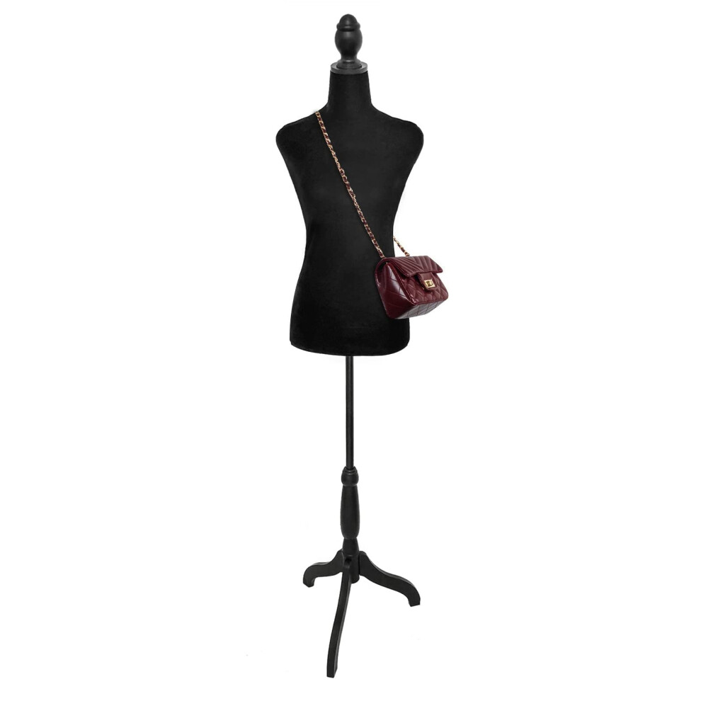 Mannequin femme, torse, corps, avec tr   pied r   glable, pour couture, couturi   re, pr   sentoir de bijoux (noir)